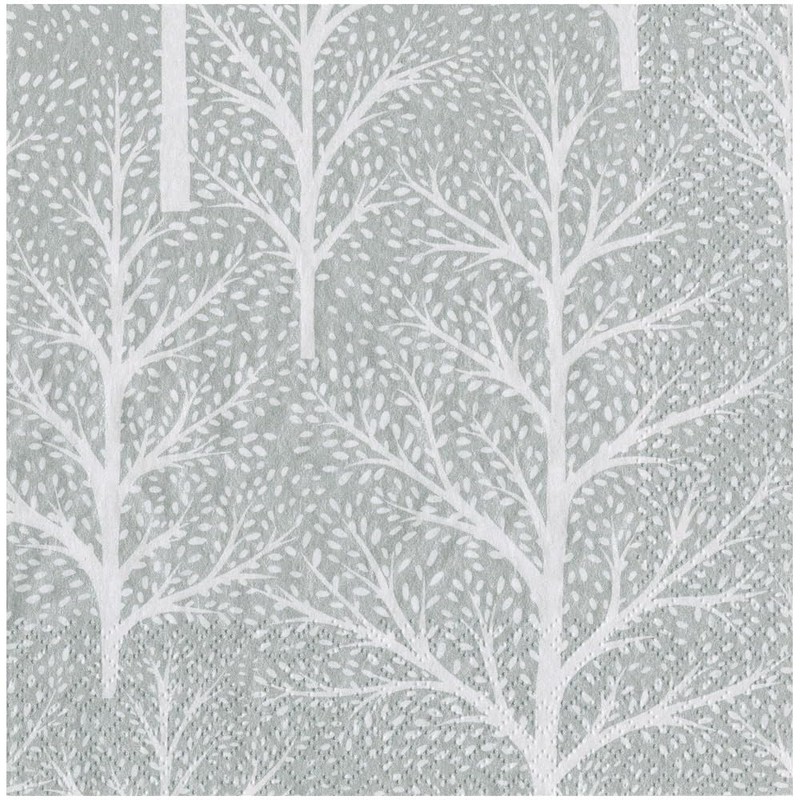 Winter Trees Silver & White Napkin Dinner - 20 Per