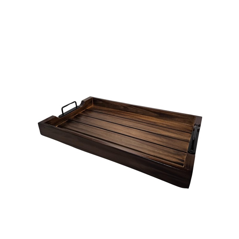 Rustic Tray with Modern Black Handles