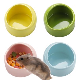 VanEnjoy 4 Pack Small Hamster Food Bowl Ceramic Guinea Pig Food Dish No Spill Hamster Food and Water Bowl Small Animal Food Bowl for Chinchilla Hedgehog Hamster Gerbil - Pink Blue Yellow and Green