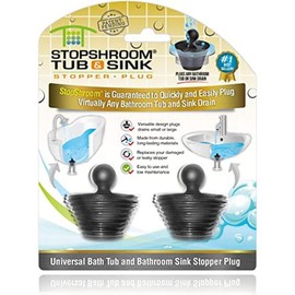 StopShroom - Juego de 2 Tapones universales para desagües de Lavabo de Tina y baño, Enchufe Negro, 2 Unidades