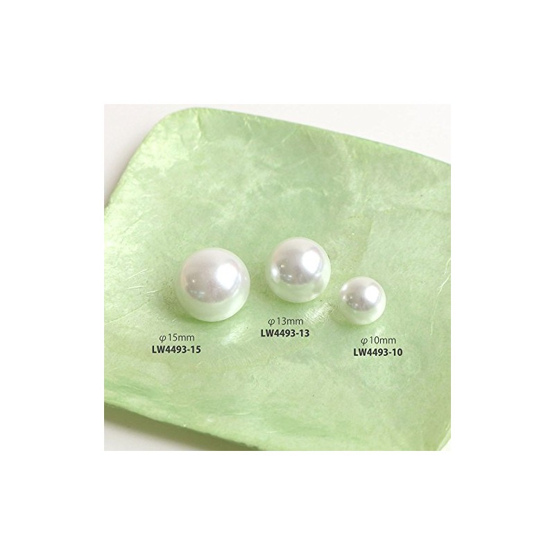 NBK LW4493-10 Pearl Half-Round Buttons, 10 Pieces, φ0.4 inches (10