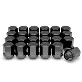 White Knight M14x1.5 Lug Nuts for Select GM and CDJR, Solid Piece Factory Style Black Chrome Standard (1.56") Duplex Bulge Acorn - 1709DBK-24AM, 24 Pack