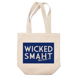 Lantern Press Weirs Beach, New Hampshire, Wicked Smaht (100% Cotton Canvas Reusable Tote Bag)