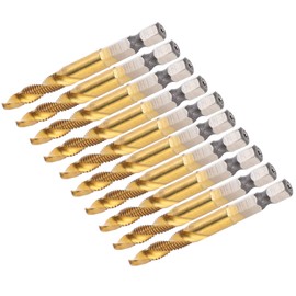 M6 Tap Drill Bit Set, 10PCS Tapping Bits 6mm M6 Combination Drill Taps Bit Set Hex Shank Screw Taps