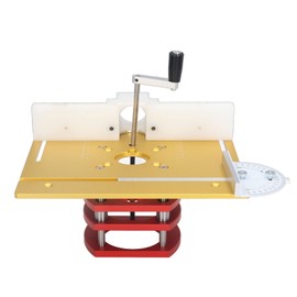 Fafeicy Router Lift Kit, Router Lift with Top Plate, Router Lifting Base Woodworking Slotting Trimming Chamfering Table Top for, Straight Spiral & Trim Bits (Gold), Fafeicykdve3t7oc4-12
