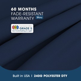 BLUU 10 Ft Patio Umbrella with Solar LED Lights, 5-Year Fade-Resistant Aluminum Outdoor Table Umbrella with Tilt Adjustment and Crank for Pool, Deck, Garden and Lawn, Navy Blue