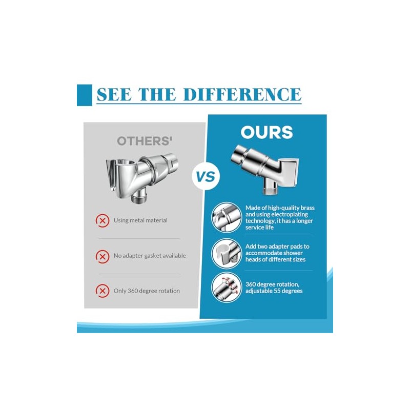 Adjustable Handheld Shower Head Holder Bracket Easy Wall Mount Shower