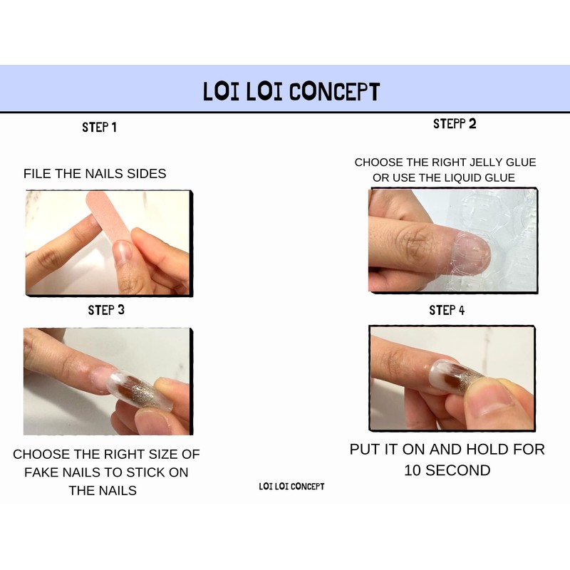 Long Press on Nails Acrylic False Nails for Women 24PCS.