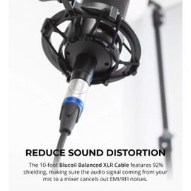 Blucoil Audio 10-FT Balanced XLR Cable with 24 AWG Copper Wire and PVC Jacket - 3-Pin Male to Female Microphone Cord for Audio Interfaces, Mixers, Preamps, and Recorders