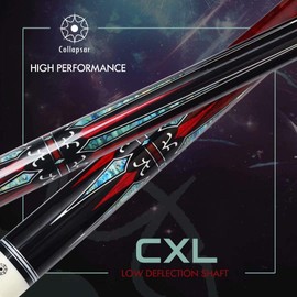 Collapsar CXL100 Pool Cue with 1X1 Hard Case,Low Deflection Shaft 13mm Black Tip Billiard Ques Sticks,58" 2-Pieces 19 oz Professional Pool Stick Set