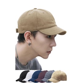 TERTIS Men's Umpire Cap, Short Brim Hat, Cotton, Short Brim, Solid, Soft, Breathable, Baseball Cap, Cycling, Golf, beige