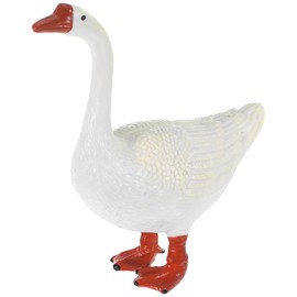 Mini Goose Statue Animal Sculpture: Micro Yard Farm Goose Resin Figurine for Dollhouse Fairy Garden Patio Decor, Cake Topper, Home Decoration for Desk (White)
