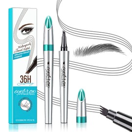 Microblading Eyebrow Pen 4 Fork Tip Tattoo Pencil, Long-Lasting Eye Brow Pencils for Women, Easy to Use Microblade Eyebrow Pencil Eyebrow Brush (Dark Gray)