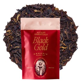 August Essentials Black Gold Tea – Handcrafted Organic Black Tea for Daily Enjoyment – Ideal Morning Drink with Malty, Golden Flavor & Caramel Notes in a Resealable Pouch (1.8oz)
