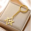 EUEAVAN Unicursal Hexagram Symbol Keyring 6-Pointed Star Key Ring Occult