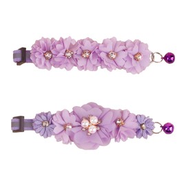 2 Pack Cat Collar Pink Floral with Bell and Removable Flower Bowtie Breakaway Adjustable Cat Collar for Girl Kitten Puppy Small Cats Dogs Daily Decoration (XQ102-4)