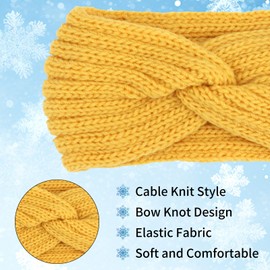 CIEHER 5 Pieces Knit Wide Winter Headbands for Women, Crochet Turban Stretch Ear Warmer Thick Head Band, Soft Head Warmer - White, Rose Pink, Pink, Yellow, Mint Green