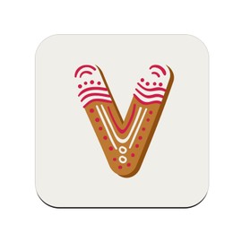 Cork Coaster - V Valentine Victor Alphabet First Name Christmas Kids - 1 Piece (95x95mm)