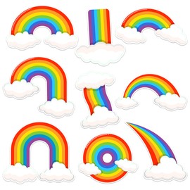 Wonmon 45 PCS Rainbow Cutouts for Bulletin Board Decoration, Cute Rainbow with Cloud Paper Cut-Outs Nameplates for Teachers Students Summer Home Back to School Office Classroom Wall Decor
