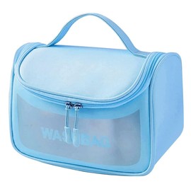 Aepigo Cosmetic Organizer Bag Makeup Pouch for Women Travel Toiletry Bag for Cosmetics Brushes Accessories Waterproof Zippered Cosmetic Bag Portable Carry Pouch Free (Blue)