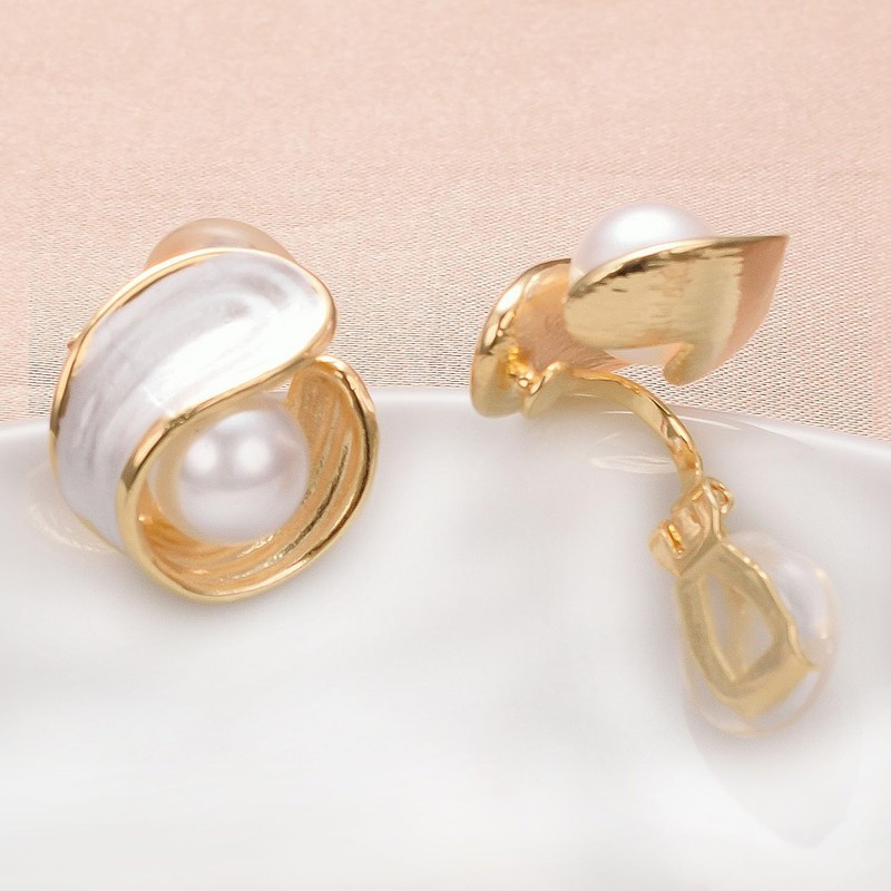 Yoursfs Gold Pearl Clip on Earring for Women 14K Gold