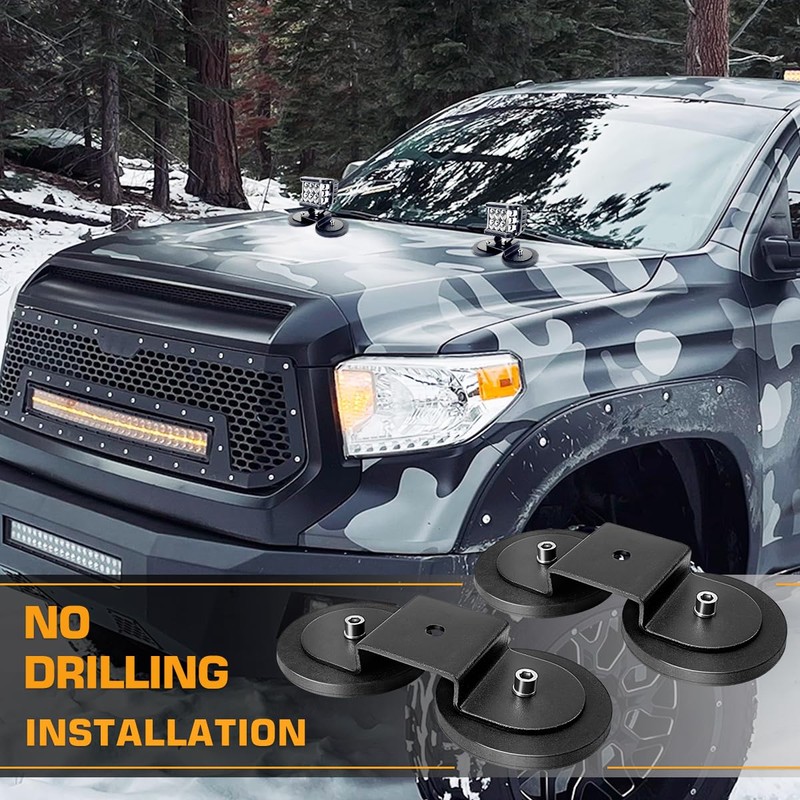 WFPOWER 2 Pack Strong Magnet Base Bracket for Light Bar,