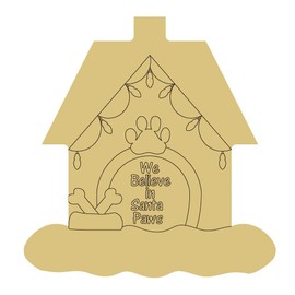 Doghouse Design by Lines Cutout Holidays Christmas Door Hanger Unfinished Wood MDF Shape Canvas Style 2 Art 1 (24")
