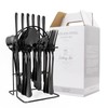 Flatware Set Rack,24 Piece Gilded Silverware Set with stand,Hanging Stainless