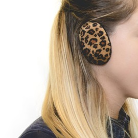 Sprigs Earbags Bandless Ear Warmers/Fleece Earmuffs with Thinsulate - Leopard Print, Large