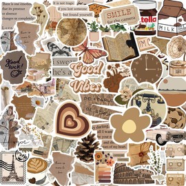 112Pcs Vintage Aesthetic Stickers for Scrapbook Journal Laptop, Aesthetic Waterproof Scrapbook Stickers Pack for Kids Adults, Daily Planner, Water Bottle, Guitar, Scrapbooking Supplies