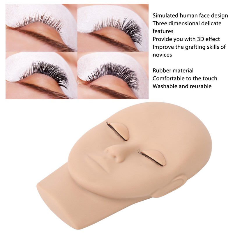 Lash Mannequin Head Reusable Soft Touch Rubber Replaced Eyelids Mannequin
