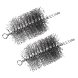 PATIKIL 2.7" Wire Chimney Cleaning Brush, 2 Pcs Steel Round Chimney Sweep Brush with 1/4 NPT Fitting for Cleaning Fireplace Burning Stove Tent Dryer Pipes, Silver