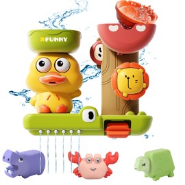 Bath Toys for Toddlers Age 1 2 3 Year Old Girl Boy, Preschool Kids Baby Bathtub Water Toys Cute Duck Design,3 Strong Suction Cups,Bath Wall Toy Waterfall Fill Spin and Flow Birthday Gift Ideas