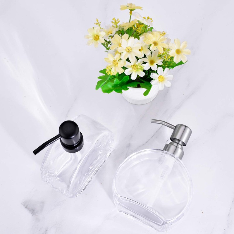 BZOOSIU Glass Soap Dispenser with Rust Proof Stainless Steel Pump,