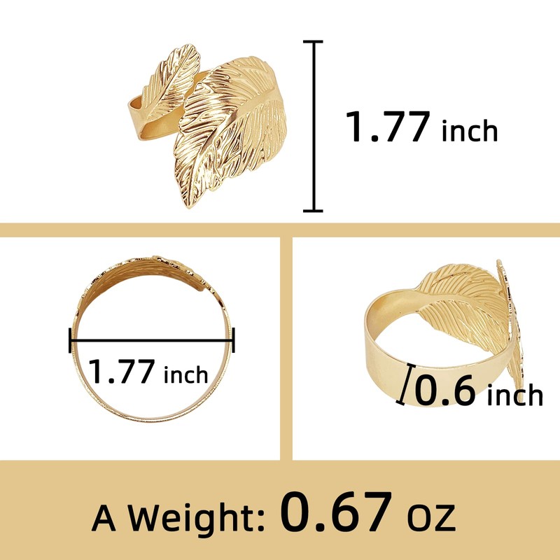 Juego de 8 servilleteros de hoja dorada, material de metal