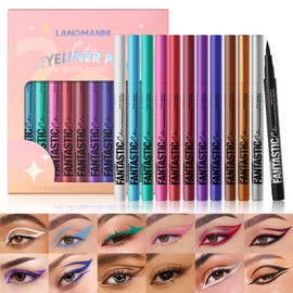 12 Colors Matte Liquid Eyeliner Set, Colorful Eyeliner Pen, Ultra Precision, Quick Drying, Smooth Glide, Smudgeproof, Waterproof Pigmented Liquid Eyeliner Makeup Gift Set