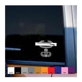 Generic Combat Infantry Badge CIB Combination Options Airborne Air Assault Pathfinder Vinyl Decal 8"" wide (CIB Airborne Master), White