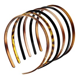 GSHLLO 6 Pcs Plastic Plain Sport Headbands Teeth Comb Hair Bands Non Slip Thin Hair Hoop Elastic Toothed Skinny Headband Gripper Tooth Hairband Hair Accessories for Women Men Colorful