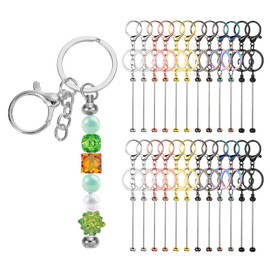 PATIKIL 24 Stück Perlen-Schlüsselanhänger-Stangen, Metall-Perlen, Schlüsselanhänger-Rohlinge, Großpackung mit Karabinerhaken für Anhänger, DIY, Kunst, Handwerk, mehrfarbig, 14.8x3cm