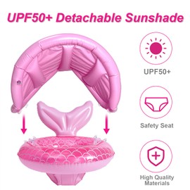 ZEYGLXC 2023 - Flotadores inflables para piscina de bebé de 6 a 48 meses, anillo de natación inflable con asiento y asa para bebés y niños pequeños, entrenamiento de verano (dosel)