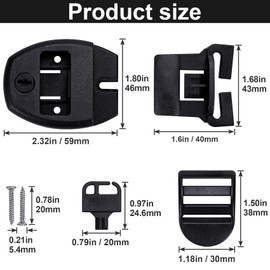 OIIKI 2 Sets Spa Hot Tub Cover Clips, Spa Cover Clips Replacement, Hot Tub Cover Latch Clip Lock Kit with 4 Latches Clip Locks, 2 Slides, 2 Keys and 4 Screws - Black