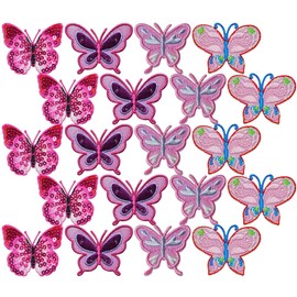 Butterfly Patches Embroidered Iron on Hip Hop Appliques Leaves for Sewing Repair Appliques for DIY Clothing Vest Jeans Garment Pack of 20