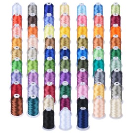Simthread 5000M / 5500Y x 66 Spools Embroidery Thread – 63 Colors + 3 Popular Colors, 40WT Trilobal Polyester, Strong & Shiny, CPSC Certified