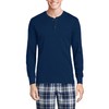 Lands' End Mens Rib Knit Sleep Henley Deep Sea Navy