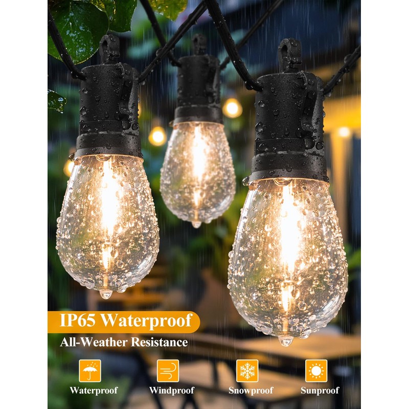 Brightever LED Outdoor String Lights, 75FT Patio Lights with 26
