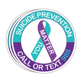 TODOLIA (3Pcs-3in) Suicide Prevention Hotline 988 Suicide Prevention Awareness Sticker You Matter Teal Purple Ribbon Suicide Prevention Sticker Mental Health Awareness Gift Decoration Bumper