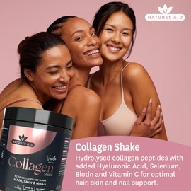 Natures Aid Natures Aid Collagen Shake Powder 8000 mg, Premium High Strength Hydrolysed Bovine Collagen Peptides with Added Hyaluronic Acid Selenium Biotin and Vitamin C, Vanilla, 225 g