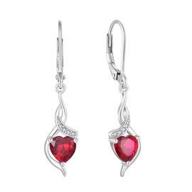 Lwsary Infinity Ruby Drop Dangle Earrings 925 Sterling Silver Love Heart Leverback Earrings July Birthstone Jewelry Gifts for Women