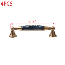 MY MIRONEY Ceramic Cabinet Pulls - Chinese Style Decorative Handles - Antique Bronze Drawer Knobs for Kitchen, Dresser, Cupboard, Door (3.78" Hole Center, 4 Pack)
