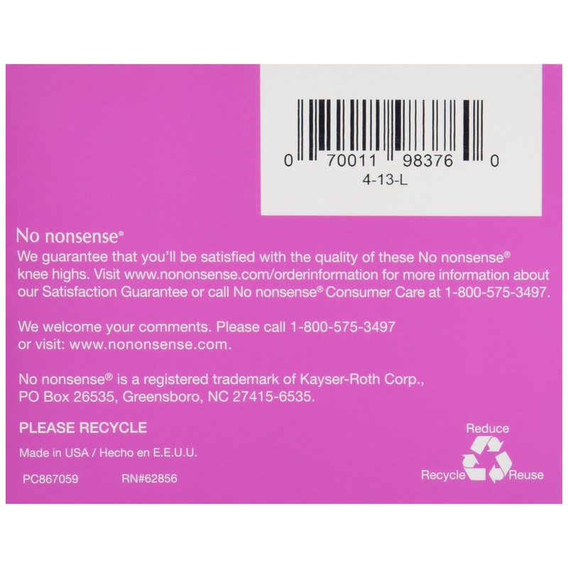 No Nonsense Knee Highs, Black, 10 ct